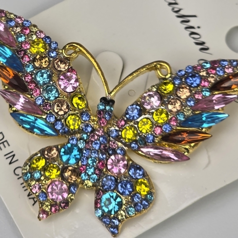 Colorful Butterfly Crystal Brooch